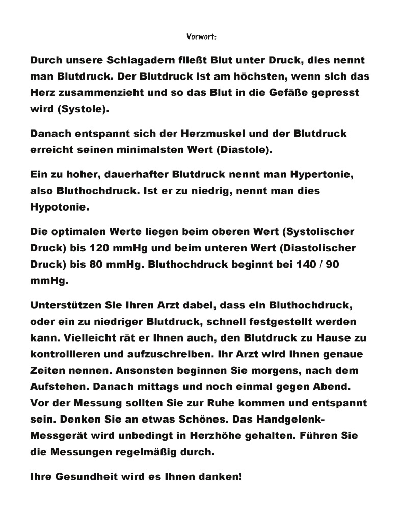 Bod Leseprobe Blutdruckpass Blutdruck Tagebuch