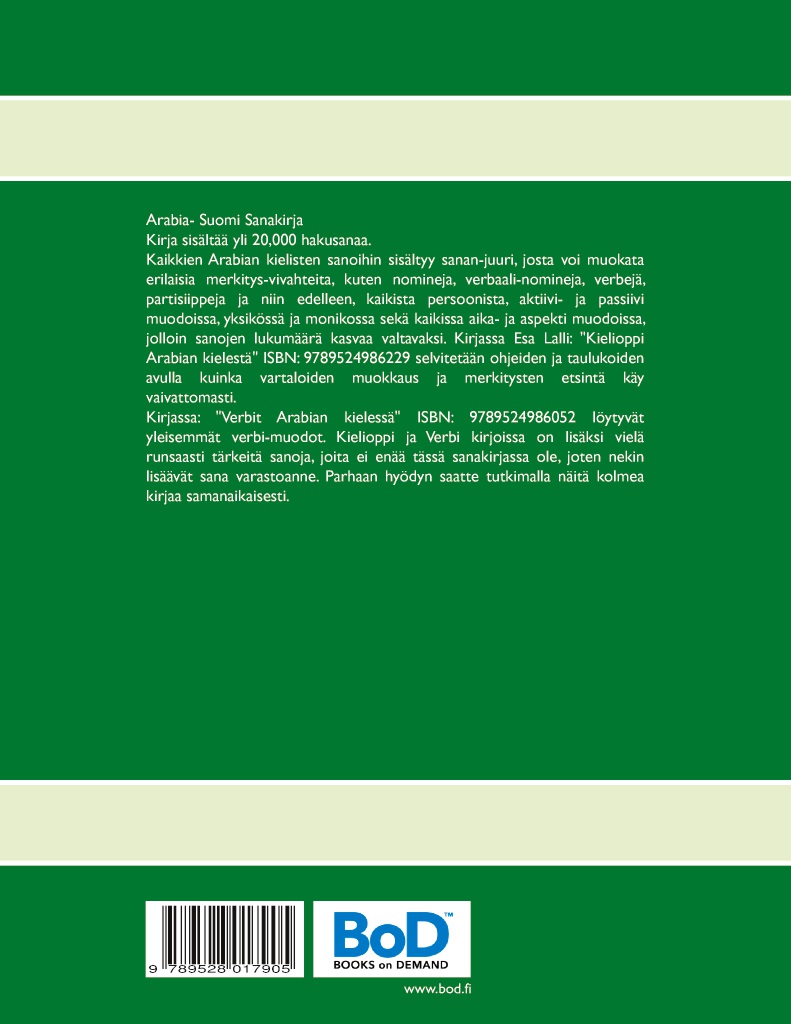 BoD-lukunäyte: Arabia - Suomi Sanakirja