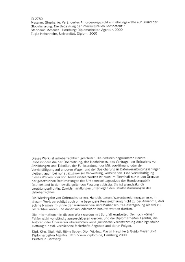Bod Leseprobe Verandertes Anforderungsprofil An Fuhrungskrafte Auf Grund Der Globalisierung